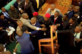 uganda fistfight parliament